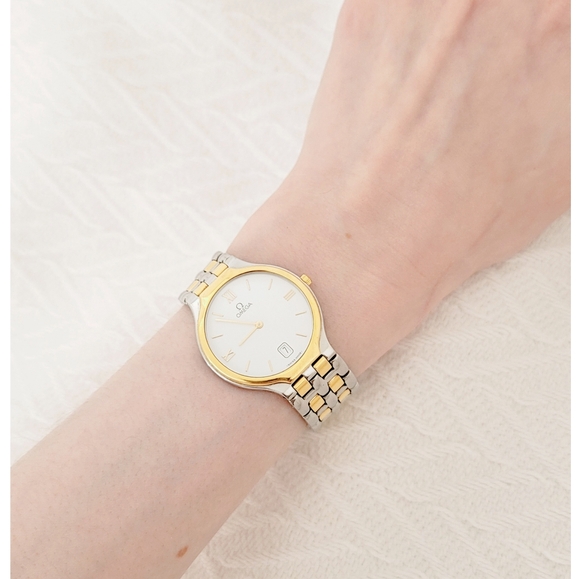 Omega Deville Watch Round Quartz White Date Swiss Made Vintage - Picture 2 of 8